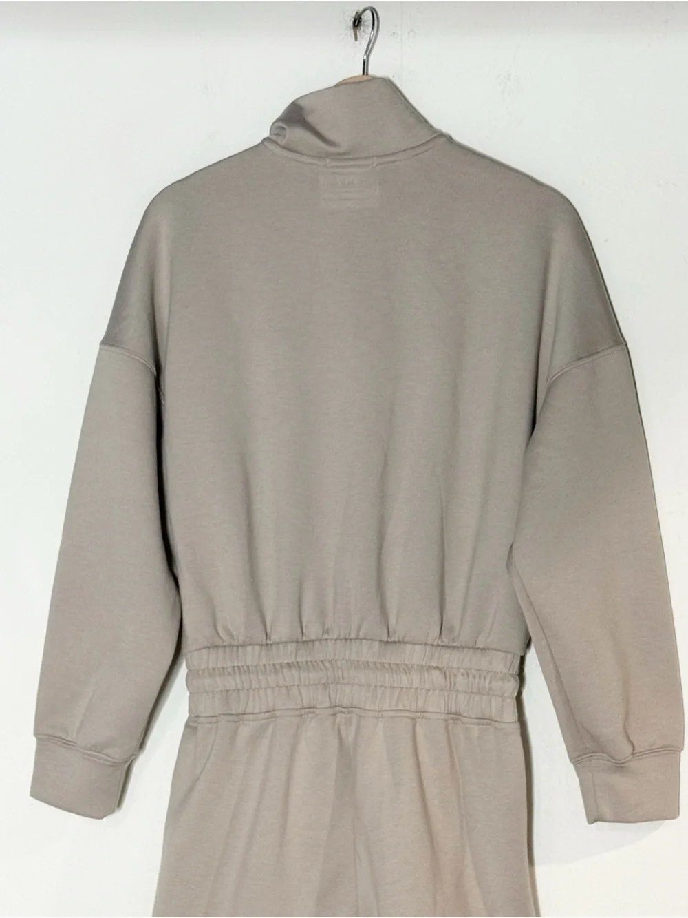 Abercrombie YPB NeoKnit Scuba Knit Half Zip Jogger JumpSuit Size S Beige Gray